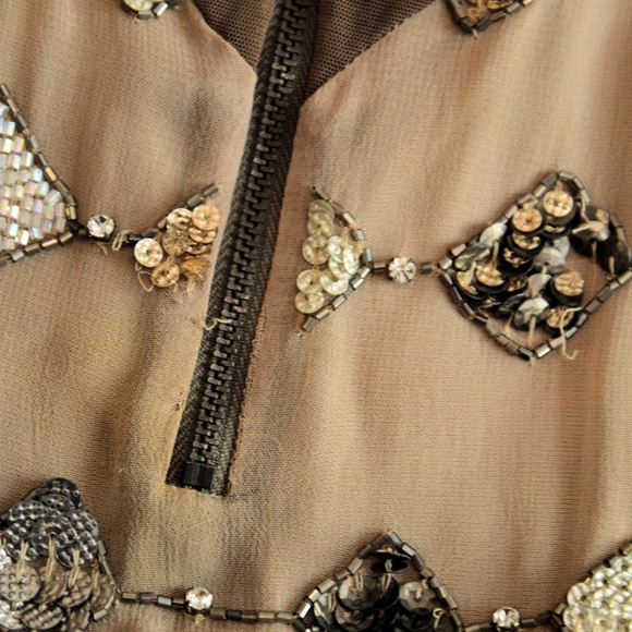 Alice & Oliva Taupe Silk Sequin Dress - Picture 8 of 10
